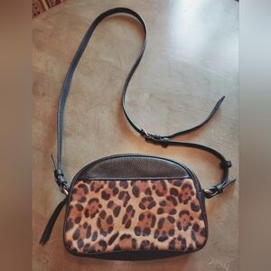 New W/Tags $148 J Crew Leopard Calf hair Leather Crossbody Shoulder Bag